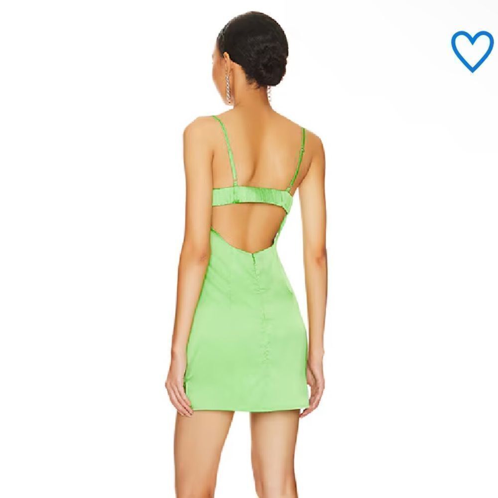 NWT Superdown Ava green mini dress satin slip lingerie strappy Revolve S - Picture 2 of 9